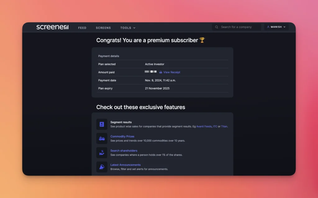 Screener.in Review - Premium Subscription