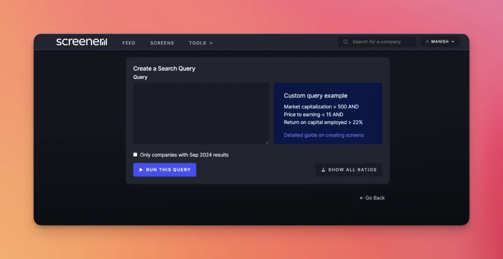 Screener.in Review - Custom Screening